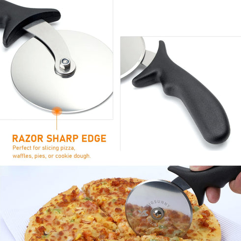 MSY BIGSUNNY Pro Pizza Cutter, Stainless Steel Wheel, 4-inch (10cm), Dishwasher Safe