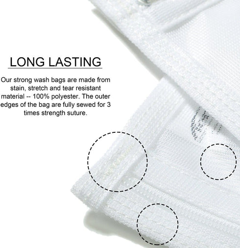 TENRAI Delicates Laundry Bags, Fine Mesh Wash Bag for Underwear, Lingerie, Bra, Pantyhose, Socks (White)