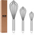 Grey Silicone Whisk, Professional Non-Scratch Whisks for Cooking, Set of 3 for Nonstick Cookware