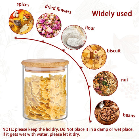 16 oz, 12pcs SLifeJars - Glass Jars with Bamboo Lids Glass Food Storage Jars with Rewritable Labels, Bamboo Lid Jar