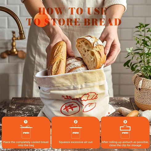 PW61 Sourdough(2 Pack) Reusable Beeswax Bread Bags for Homemade Bread,Bread Bags for - XL Natural cotton beeswax bread