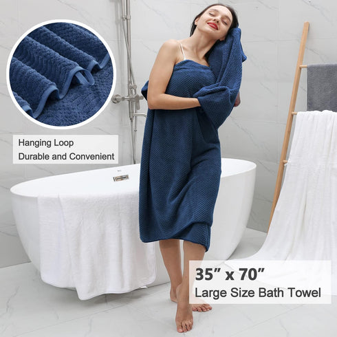 8 Set-2 Sheets,2 Towels,4 600GSM Oliven Pcs Navy Oversized Bath Sheet Large Bath Towel Hand Washcloths Soft Highly
