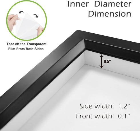FrameWorks 2-Pack Black Wooden Shadow Box Picture Frames, 4” x 6” with Removable White Mat for Photos