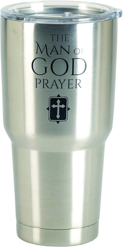 Dicksons Man of God Prayer Silver Tone 30 Ounce Stainless Steel Travel Tumbler Mug