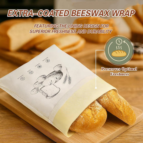 ANKEWY 17x13 Inch, 2 Packs Beeswax Bread Bags for Sourdough & Homemade Bread XL Reusable Bags for Homemade Bread