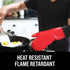 HOMWE Extra Long Professional Silicone Oven Mitt, Heat Resistant, Red, 1 Pair, 14.7 Inch