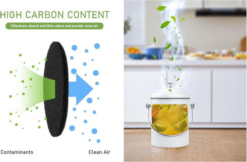 Charcoal Filters for Kitchen Compost Bin, 10 Pack Activated Charcoal Replacement Filters for Countertop Bin