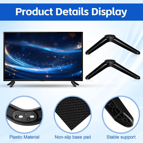 DOITOOL 2 32 40 49 50 55 Inch, Pcs TV Legs Base Stand Compatible for Roku TV Table Holder Stand Mount Brackets