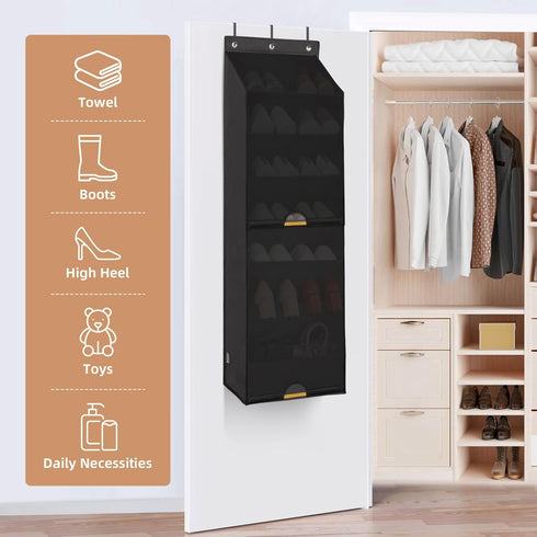 Closet 7-Shelf 1 Pack STORAGE MANIAC Over the Door Shoe Organizer with Curtain Dustproof Heavy-Duty Large Deep Pocket