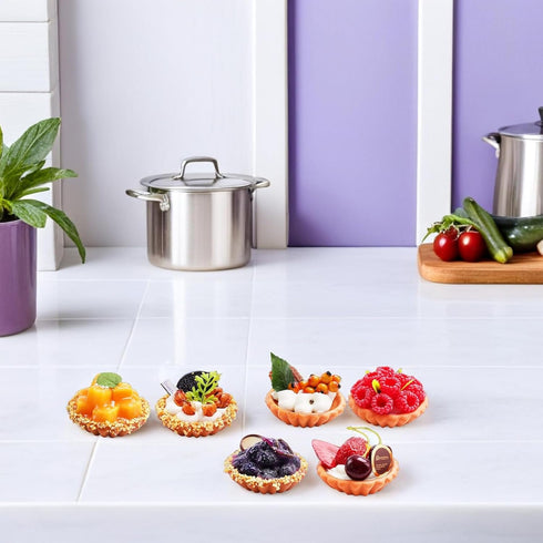 6Pcs Set UPKOCH Artificial Fruit Egg Tart Fake Cake Model Realistic Simulated Bakery Display Props for Home Kitchen