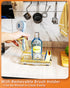 SWTYMIKI Kitchen Sink Organizer with Detachable Brush Holder, Gold Stainless Steel Sponge Holder with Removable Drip