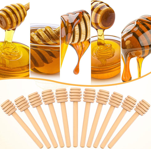 60Pcs 3 Inch Honey Dipper Sticks - Wooden Honey Dipper, Mini Honeycomb Stick, Honey Stirrer Stick for Jar Dispense