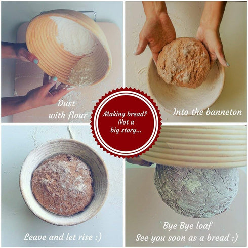 (8.5 inch) Round Banneton Proofing Basket Set - Handmade Unbleached Natural Cane for Homemade Crusty Fresh Bread