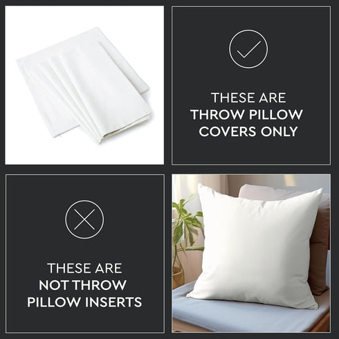 Encasa XO Throw Pillow Covers, 18x18 in Set of 2, Cotton for Living Room, No Inserts