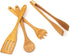 tuuli Kitchen 4-Piece Wooden Cooking Utensils Set, Durable Solid Cherry Wood (Spoon, Fork, Spatula, BBQ Tongs)