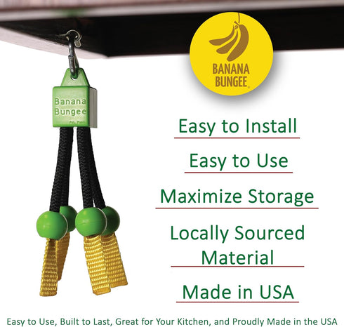 Banana Bungee The Original Banana Hanger, Under Cabinet Banana Hook & Holder Stand Alternative, Made in USA