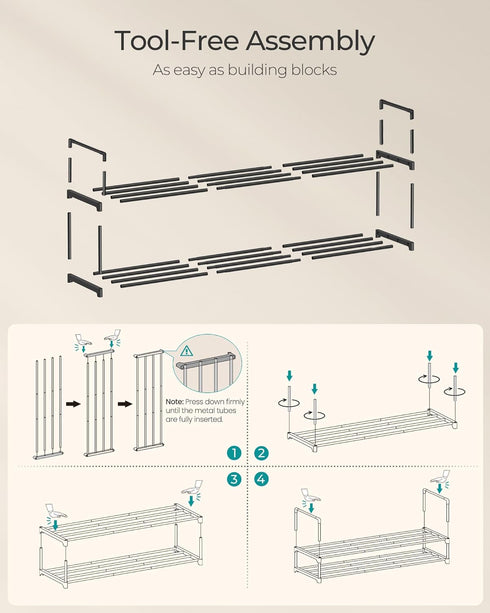 2-Tier 15-18 11.8 46.1 14.6 Inches, ULSA032B01 SONGMICS Shoe Rack, Shoe Organizer, Metal Storage Shelf, Upright