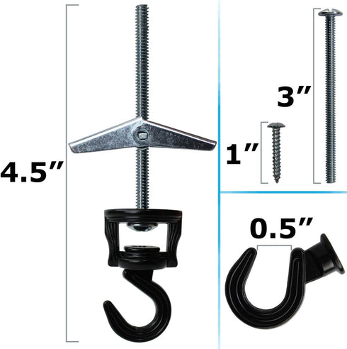 Swivel Hook Hangers, Multi-functional for Hanging - 2 Sets Per Pack, Black
