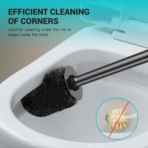 Toilet Brush and Holder with Long Handle, Easy to Hide Plastic Holder for Deep Cleaning, Drip-Proof