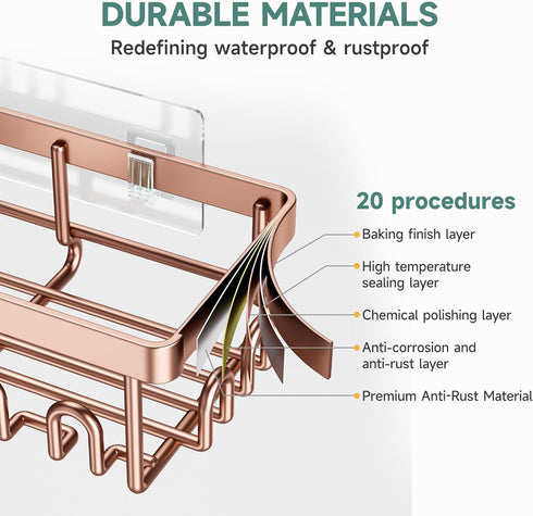 6-Pack, Veken Shower Caddy No Drilling & Rustproof, Waterproof Adhesive Shelves Rack with Soap Holder, Large Capacity