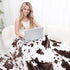 Country Cozy 90"x108" Fleece Blanket King Size, Oversized Soft Plush Cow Print Throw, Full Size Blankets for Bed Couch