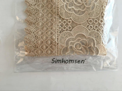 Simhomsen Beige Lace Table Runner, Dresser Scarf, Embroidered Rose Flower, 16 × 72 Inch Long
