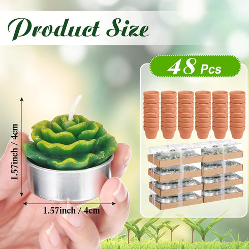 48 Shihanee Pcs Bulk Succulent Candles Decorative Cactus Tealight Candles Handmade Mini Terracotta Clay Holders House