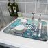 Blue Grey Dish Drying Mat, 18x24 Inch Absorbent Heat Resistant Pad for Kitchen Countertop