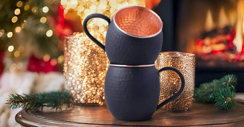STAGLIFE 16 Oz Black Matte Moscow Mule Mugs, Genuine Copper Cups Set of 2 for Drinking Gifts