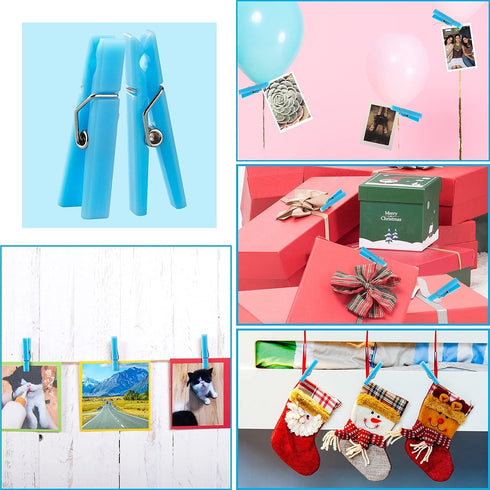 60PCS Baby Shower Clothespin Games, 1.4 inch Plastic Mini Clothes Pins for Party Decorations, DIY Crafts (Blue)