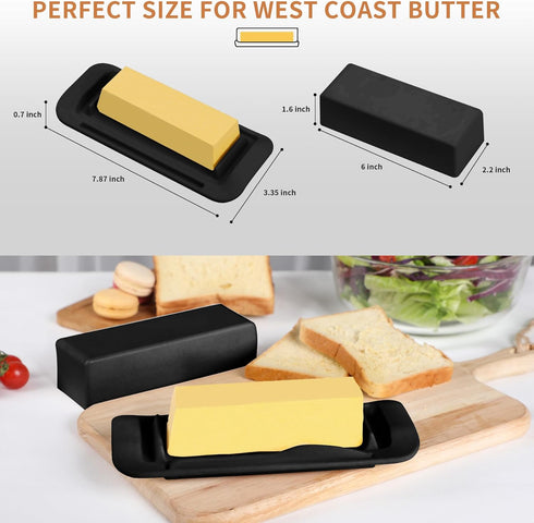 Bamboo Butter Dish with Lid and Knife, Small Butter Keeper for One Stick, Dishwasher Safe Butter Crock