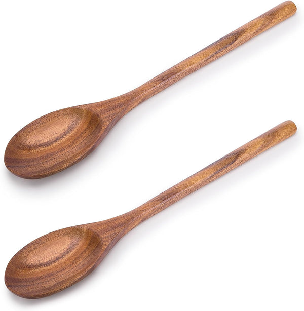 2PCS Wooden Cooking Spoons, Large Kitchen Utensil for Cooking, Serving, Mixing