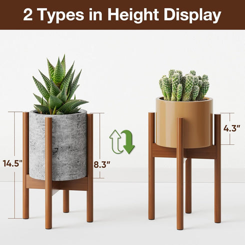 812 Inch 14.5 Inch 1 Pack MUDEELA Plant Stand for Indoor Plants: Adjustable Width Fits Pots - Mid Century Modern Bamboo
