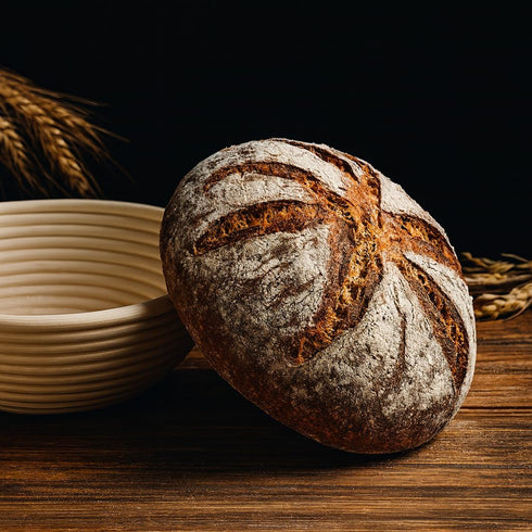 Saint Germain Bakery (9 inch) Premium Round Bread Banneton Basket with Liner - Perfect Brotform Proofing Basket