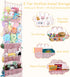 5 17x61 Inch Tier Stuffed Animal Storage Shelf Net, Large Plushie Net w/LED Light & Clips for Mini Medium Stuffy Teddy