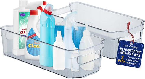 Pantry Organizers and Storage Bins, Stackable Clear Bins for Kitchen and Freezer, Multi-Purpose Kitchen Storage Bins -