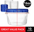 Stock Your Home 16oz Plastic Containers with Twist Top Lids (10 Pack), 2 Cup Freezer Containers with Lids for Leftover Food, Airtight Reusable Soup Containers with Lids, Microwave and Dishwasher Safe