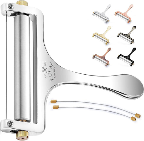 Zulay Kitchen Stainless Steel Wire Cheese Slicer - Adjustable Hand Held Cheese