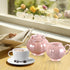Porcelain Sugar or Salt Bowl with Lid and Spoon, Ceramic Spice Keeper, 9 Ounce, Pearlescent Pink Design