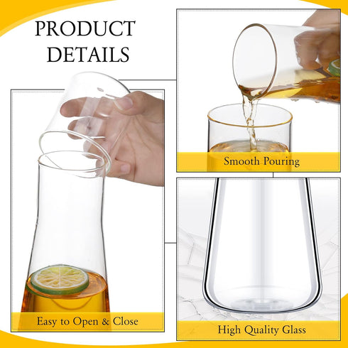 850 ml Set 30 oz (3 Set) Bedside Water Carafe with Glass Night Water Carafe Clear Glass Carafe with Cup Nightstand