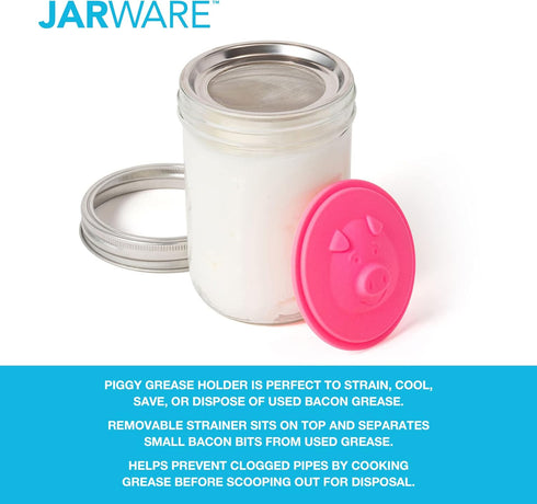 Wide Mouth Mason Jar Lid with Strainer - Silicone Bacon Grease Saver
