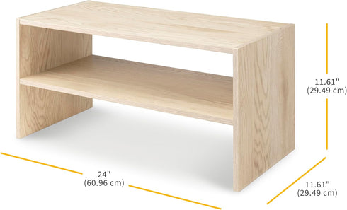 2-Shelf 24 inches Whitmor Wood Stackable Shoe Rack, White Oak