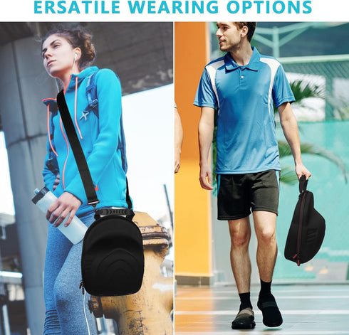 Glamgen Hard Hat Case for Baseball Caps, Travel Carrier with One Black Cap, Adjustable Shoulder Strap