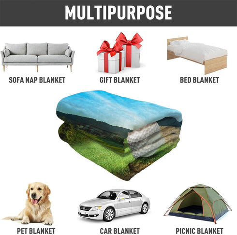 40 x50, SXCHEN - Swaddle/Soft Fleece Blanket, Pure White, Plush, Golf Course Beautiful Sky Hole Bunker, Print