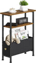Narrow Small Side Table, End Table with 1 Fabric Drawer and Storage