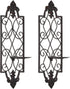 Set of 2 Metal Wall Sconce Candle Holders, Fleur De Lis Detailed