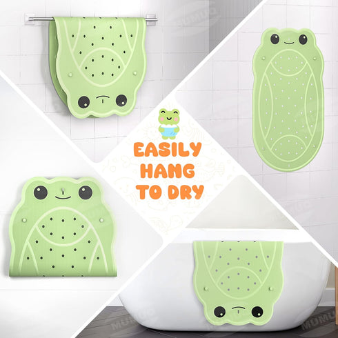 30"x18" Baby Bath Mat for Tub Non Slip Bathtub Mat Ruber Cartoon Frog Shower Mats for Toddlers and Kids Cute Bath Mats