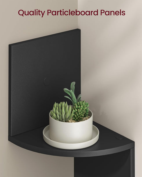 Set 2, 4-Tier VASAGLE of Corner Shelves Wall Mount, Floating Corner Bookshelves, Plant Shelves for Bedroom, Living