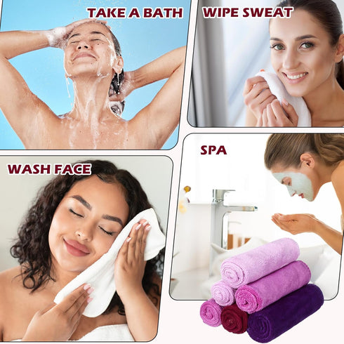 40 (10 10 Inch,Purple Newwiee Pcs Wash Cloth Bulk Cotton Bath Hand Face Washcloths Soft Quick Drying Towel for Women