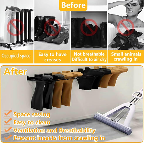 Plowatxi 4 Closet, Boot Rack, Pair Wader Hangers Wall Mount Shoe Rack - Sturdy Heavy Duty Boots Storage Organizer Tall